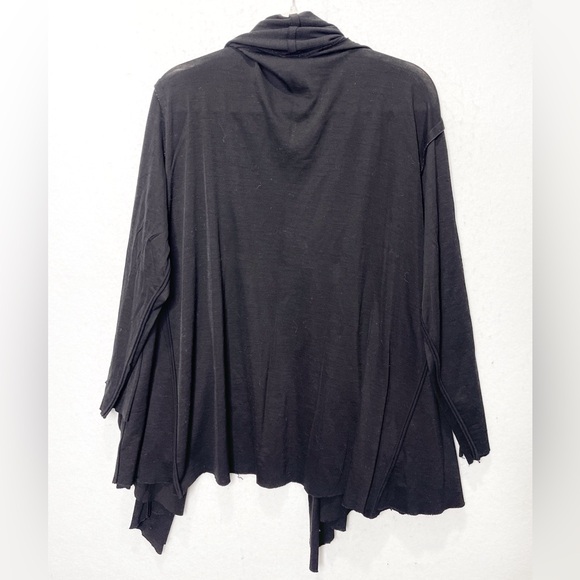 Krista Larson Black 100% Wool Cardigan One Size Minimalist Lagenlook Artsy Comfy - Picture 2 of 7